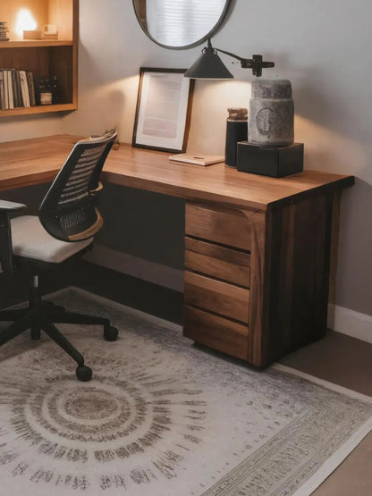 Modern L Shaped Desk with Drawers For Home Office Lynnsnail