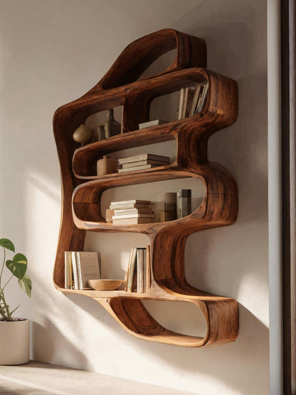Sculptural Floating Bookshelf For Living Room Or Bedroom Lynnsnail