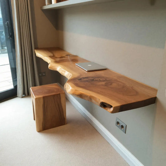 Modern Live Edge Floating Desk With Home Office Workspace Lynnsnail