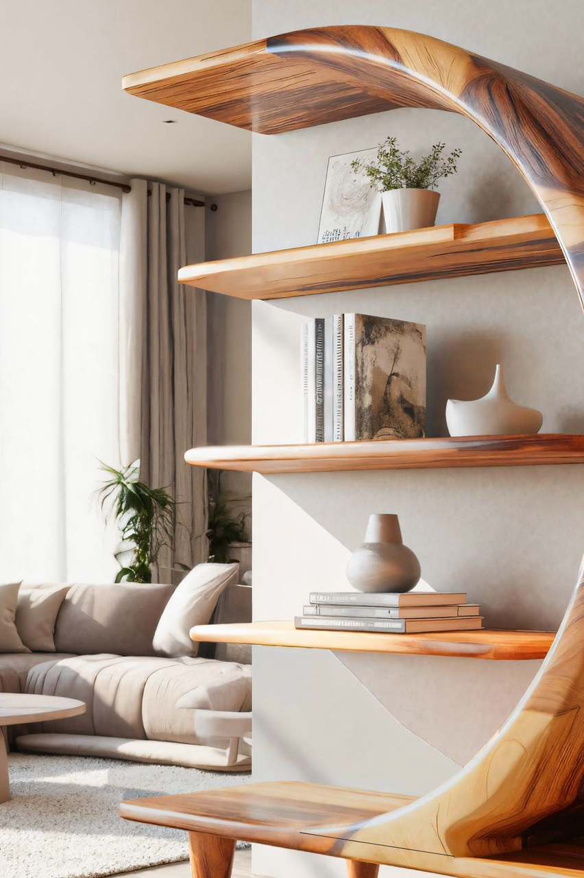 Modern Crescent Moon Bookshelf For Living Room Or Office Lynnsnail