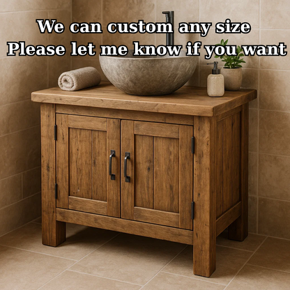 Handcrafted Soild Wood Bathroom Vanity | Compact Single Sink Cabinet Storage Lynnsnail