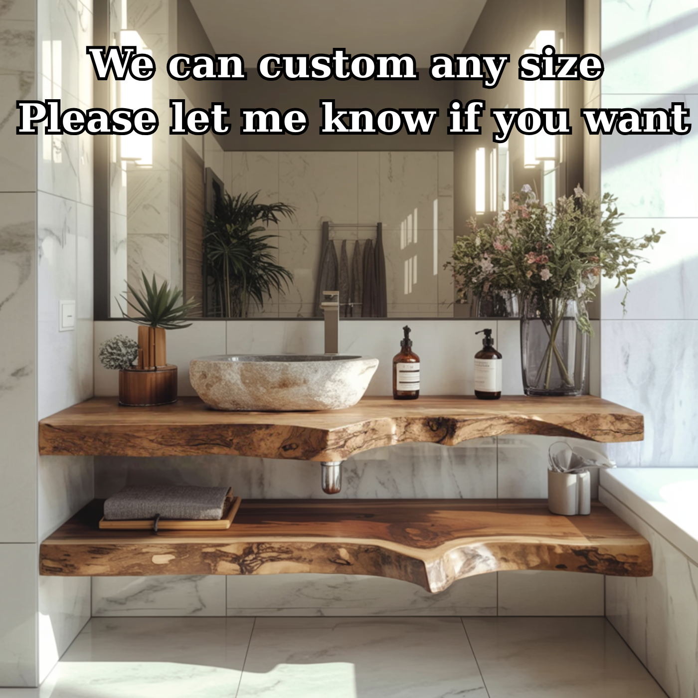 Handcrafted Solid Wood Floating Vanity – Live Edge Two-Tier Console Lynnsnail