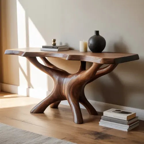 Handcrafted Solid Wood Root Console Table – Organic Sculptural Design Lynnsnail