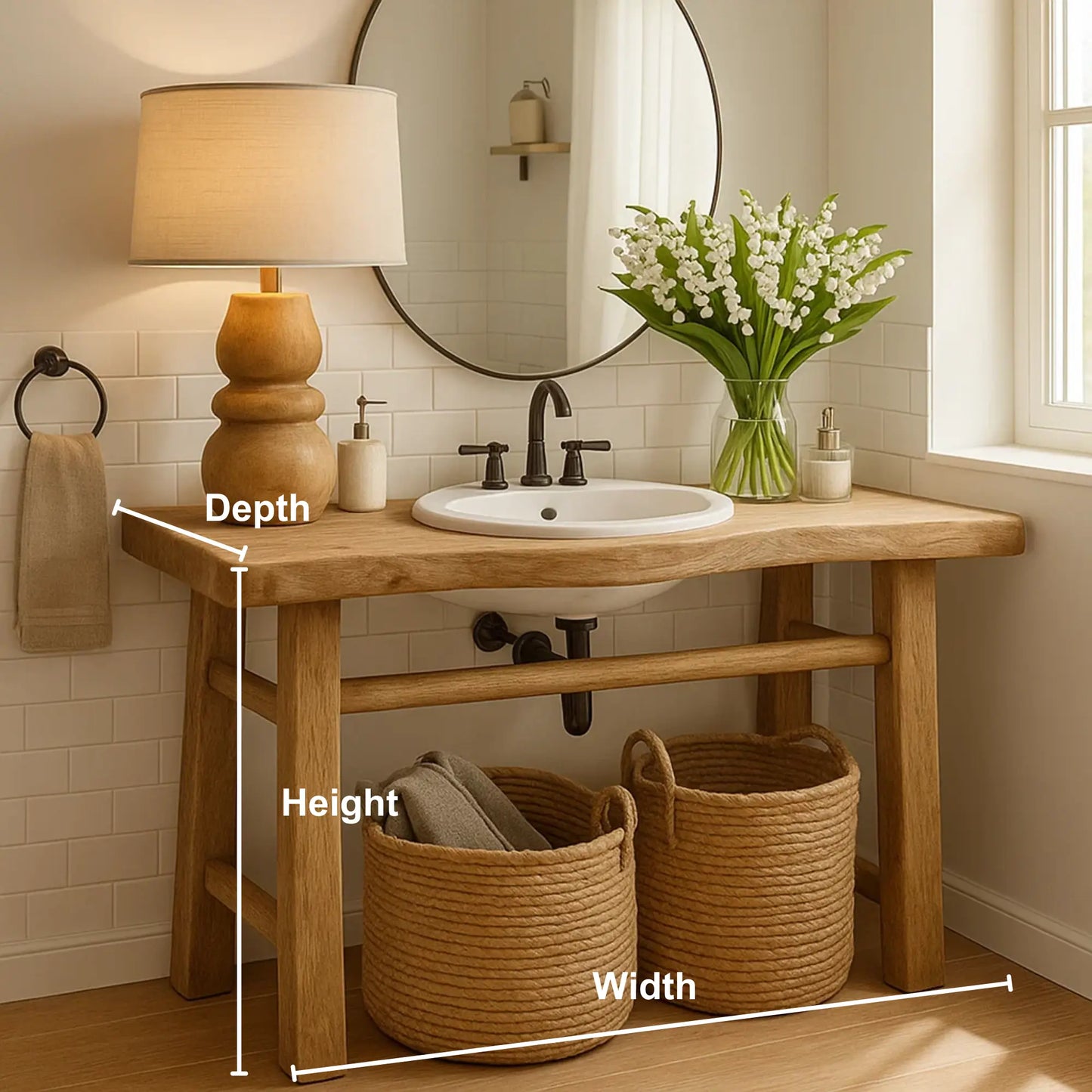 Handcrafted Solid Wood Bathroom Vanity with Minimalist Design and Natural Finish for Modern Spaces Lynnsnail