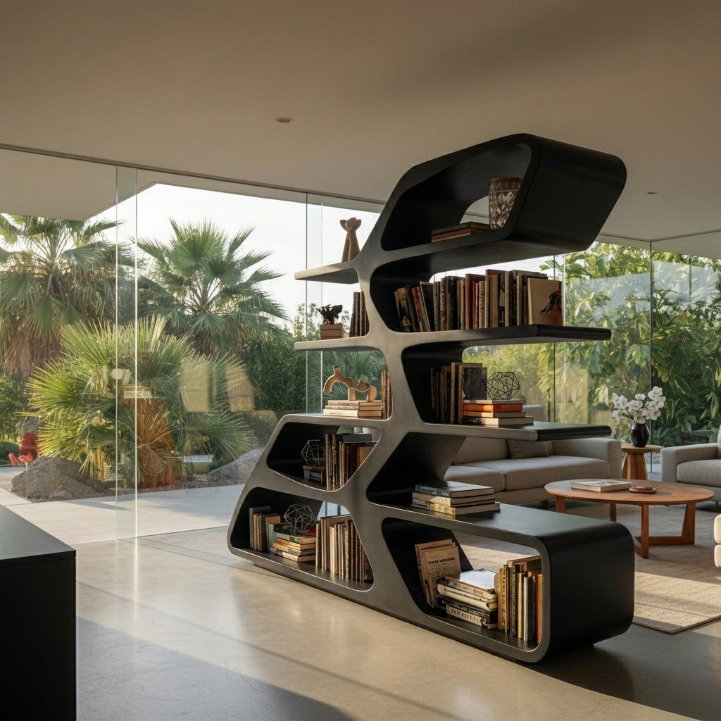 Modern Sculptural Bookshelf For Living Room Decor Lynnsnail