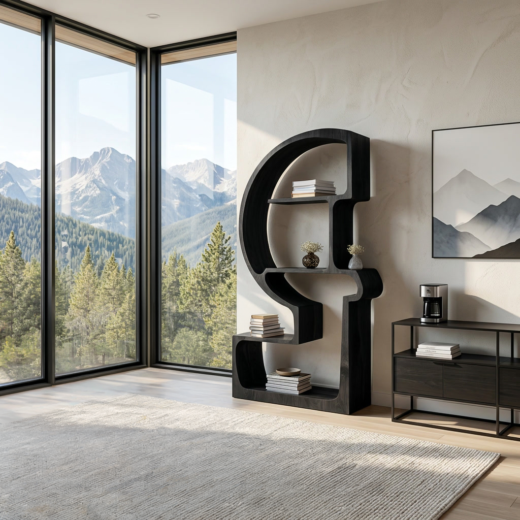 Artistic Wooden Bookshelf With Unique Curved Structure For Home Lynnsnail