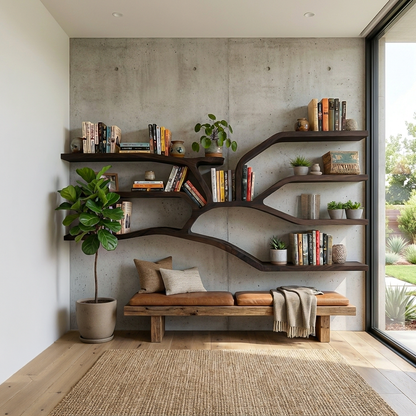 Handcrafted Sculptural Wooden Bookshelf For Living Room Decor Lynnsnail