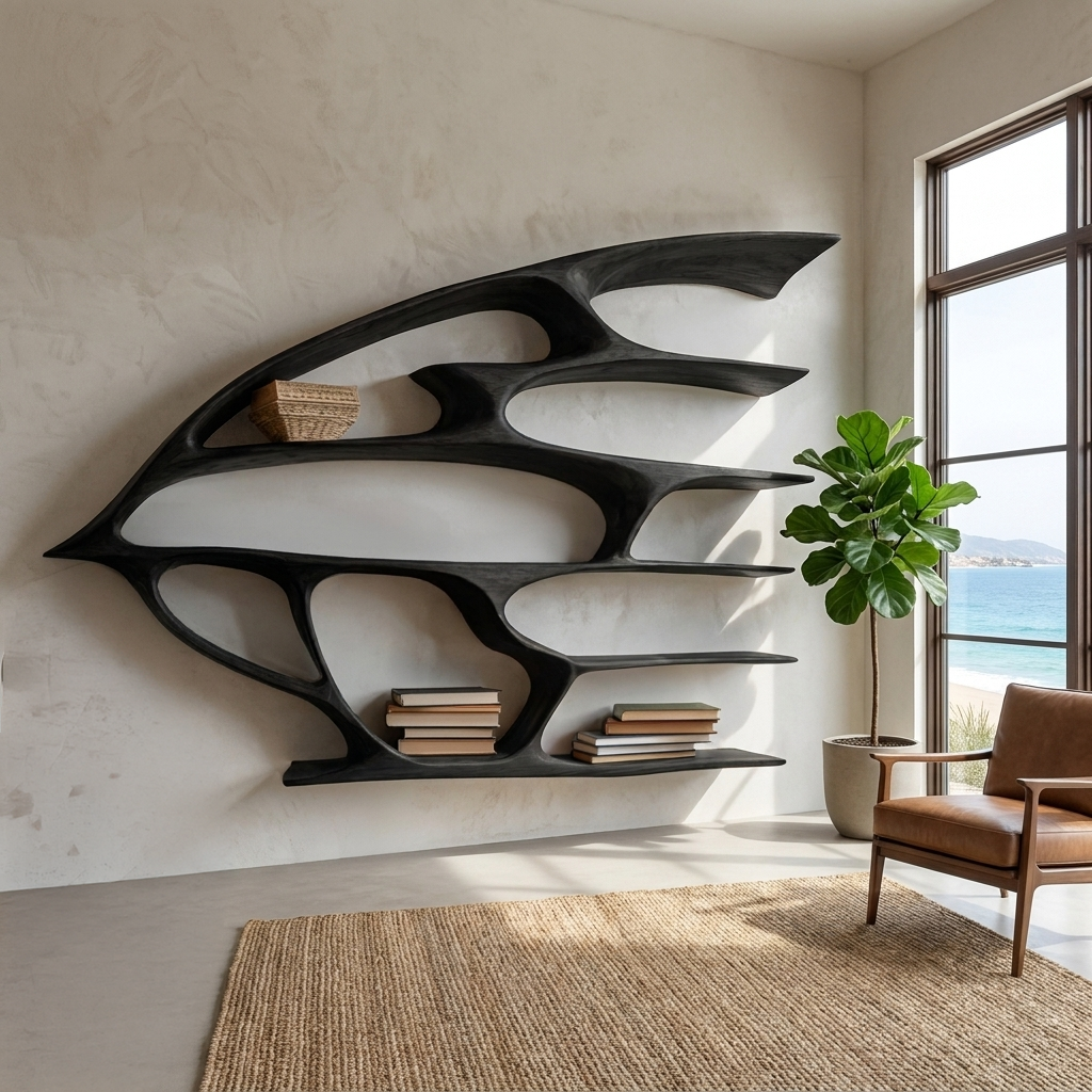 Artistic Wooden Wall Bookshelf For Living Room Decor Lynnsnail