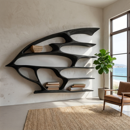 Artistic Wooden Wall Bookshelf For Living Room Decor Lynnsnail