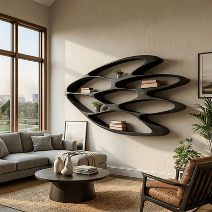 Wooden Wall Bookshelf With Unique Shape For Living Room Wall Lynnsnail