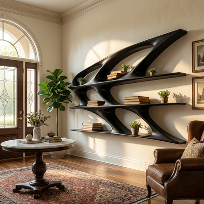 Organic Sculptural Wooden Bookshelf For Living Room Statement Lynnsnail