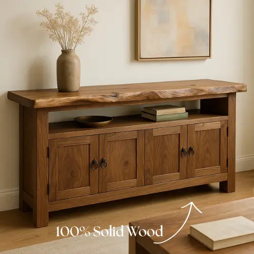 Handcrafted Solid Wood Live Edge Sideboard – Rustic Natural Finish Lynnsnail