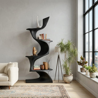 Organic Modern Natural Wood Bookshelf For Home Decor Corner Lynnsnail