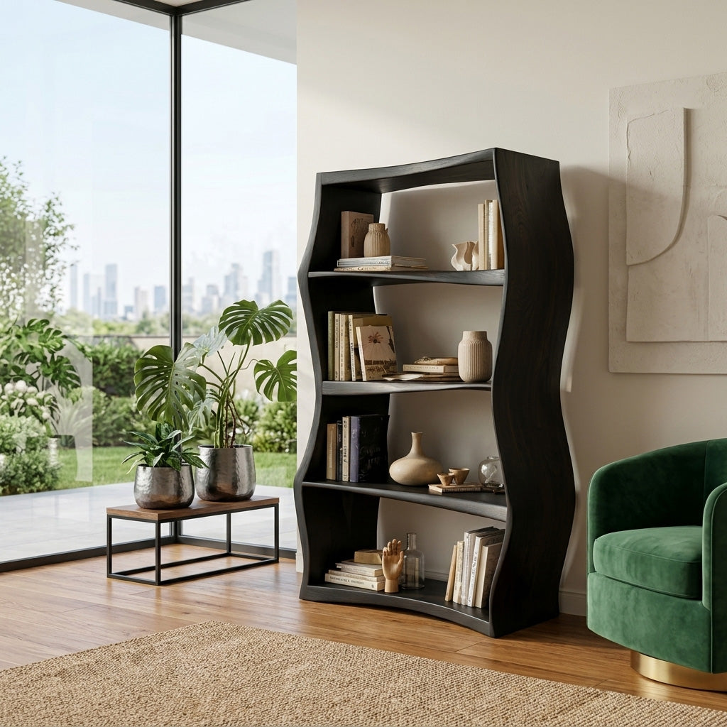 Elegant Natural Wood Bookshelf For Living Room Storage Lynnsnail