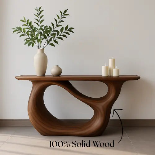 Handcrafted Solid Wood Tranquil Console Table – Contemporary Organic Design Lynnsnail