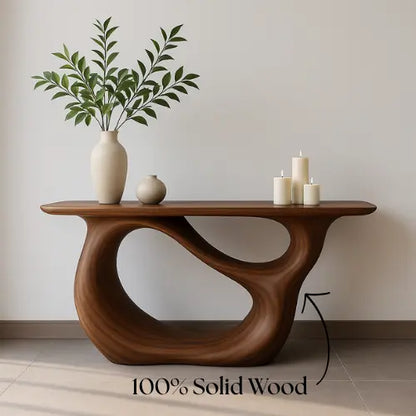 Handcrafted Solid Wood Tranquil Console Table – Contemporary Organic Design Lynnsnail