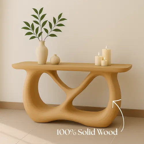 Handcrafted Solid Wood Flow Console Table – Modern Light Oak Design Lynnsnail