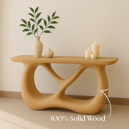 Handcrafted Solid Wood Flow Console Table – Modern Light Oak Design Lynnsnail