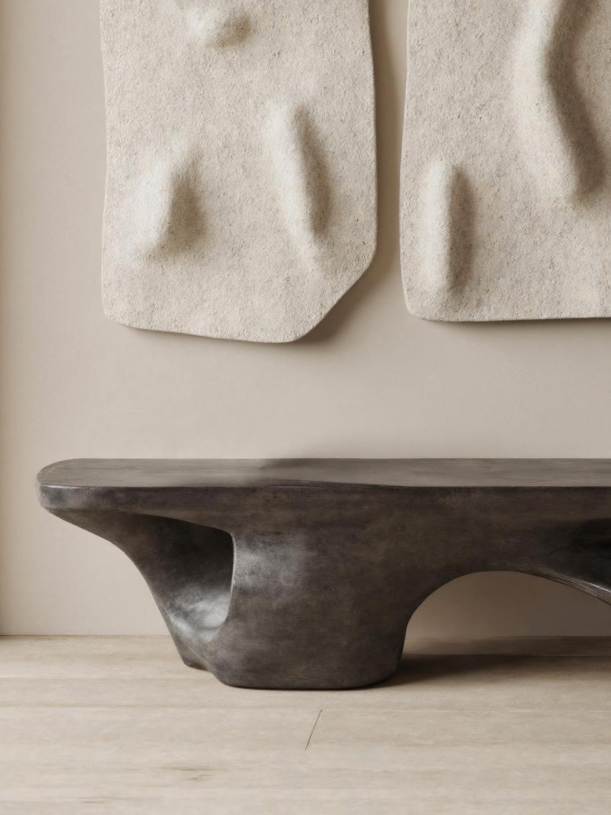 Contemporary Sculptural Bench With Carved Design For Living Room Lynnsnail