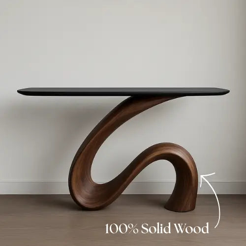 Handcrafted Solid Wood Waveform Console Table – Modern Sculptural Elegance Lynnsnail