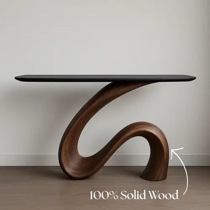 Handcrafted Solid Wood Waveform Console Table – Modern Sculptural Elegance Lynnsnail