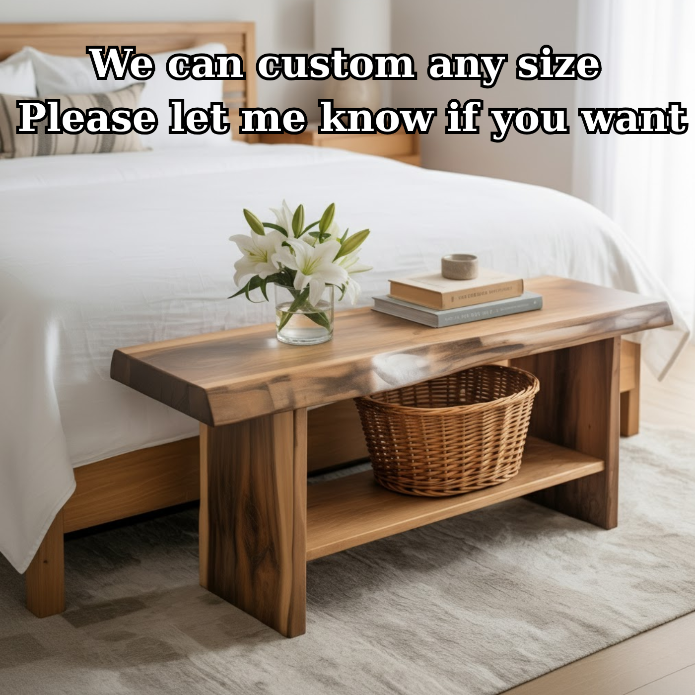 Handcrafted Solid Wood Bench – Live Edge Seating & Bedroom Storage Lynnsnail
