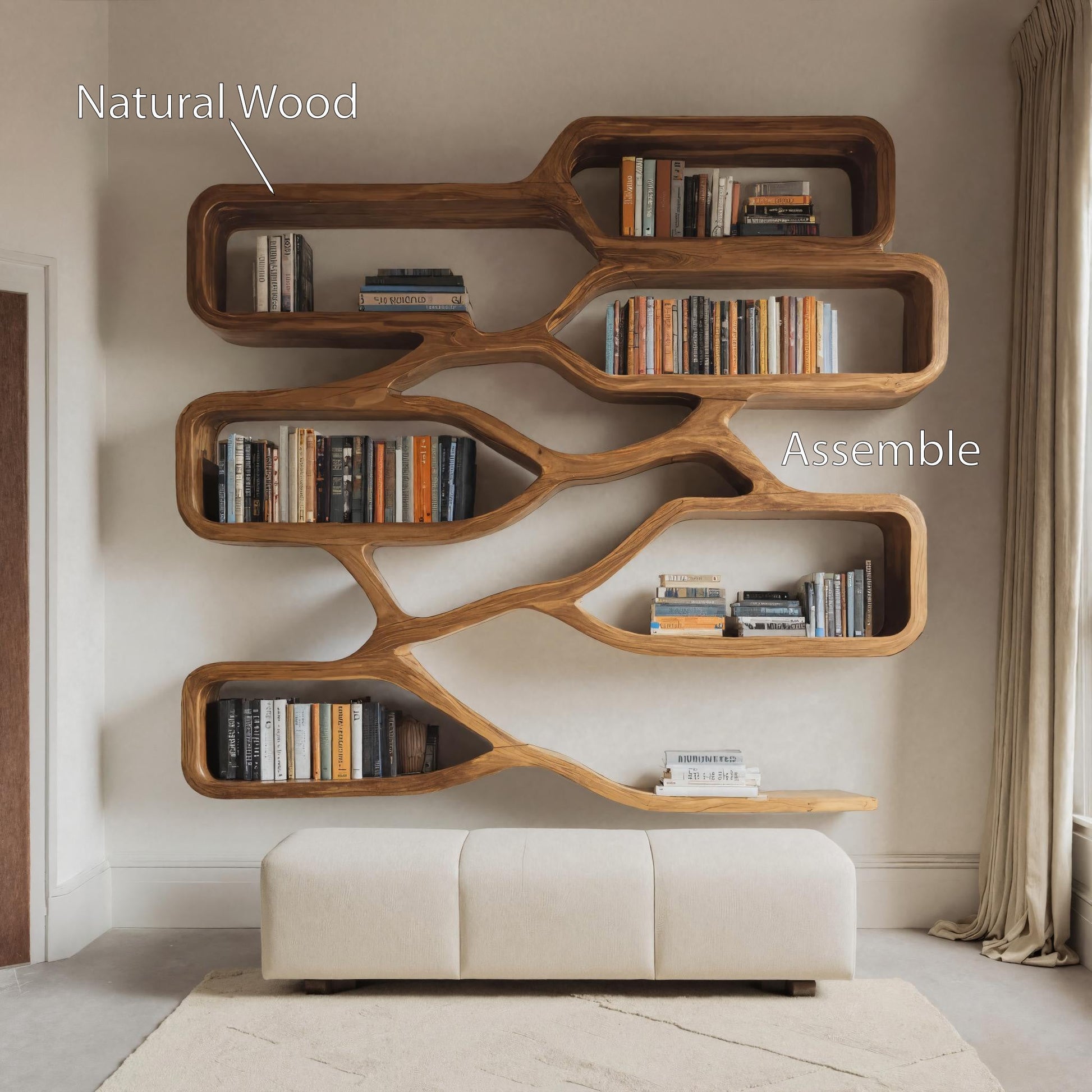 Modern Sculpted Bookcase For Living Room Lynnsnail