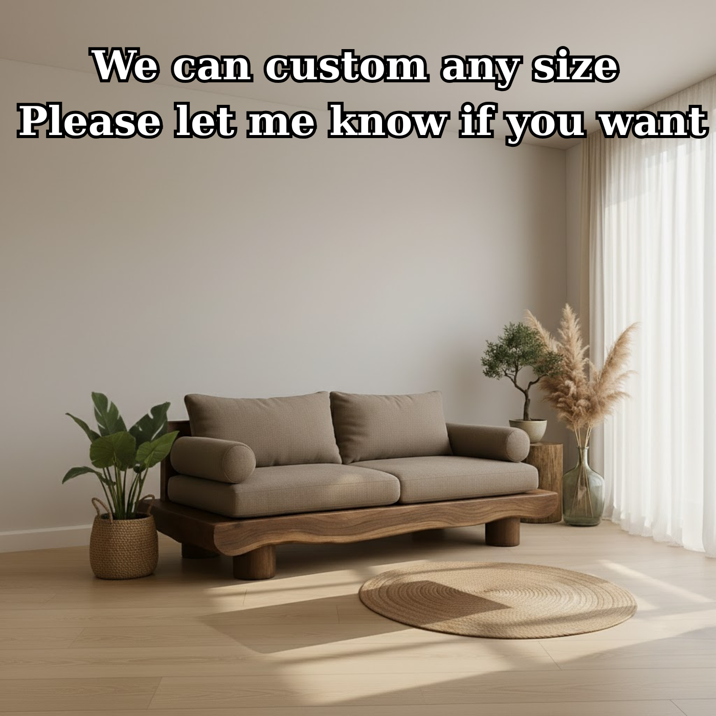 Handcrafted Solid Wood Sofa – Rustic Live Edge Wooden Couch with Modern Minimal Design Lynnsnail