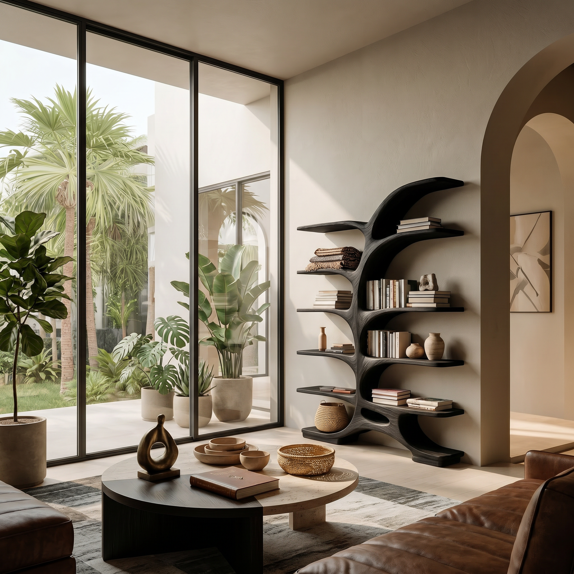 Contemporary Sculptural Curved Bookshelf For Living Room Interior Lynnsnail