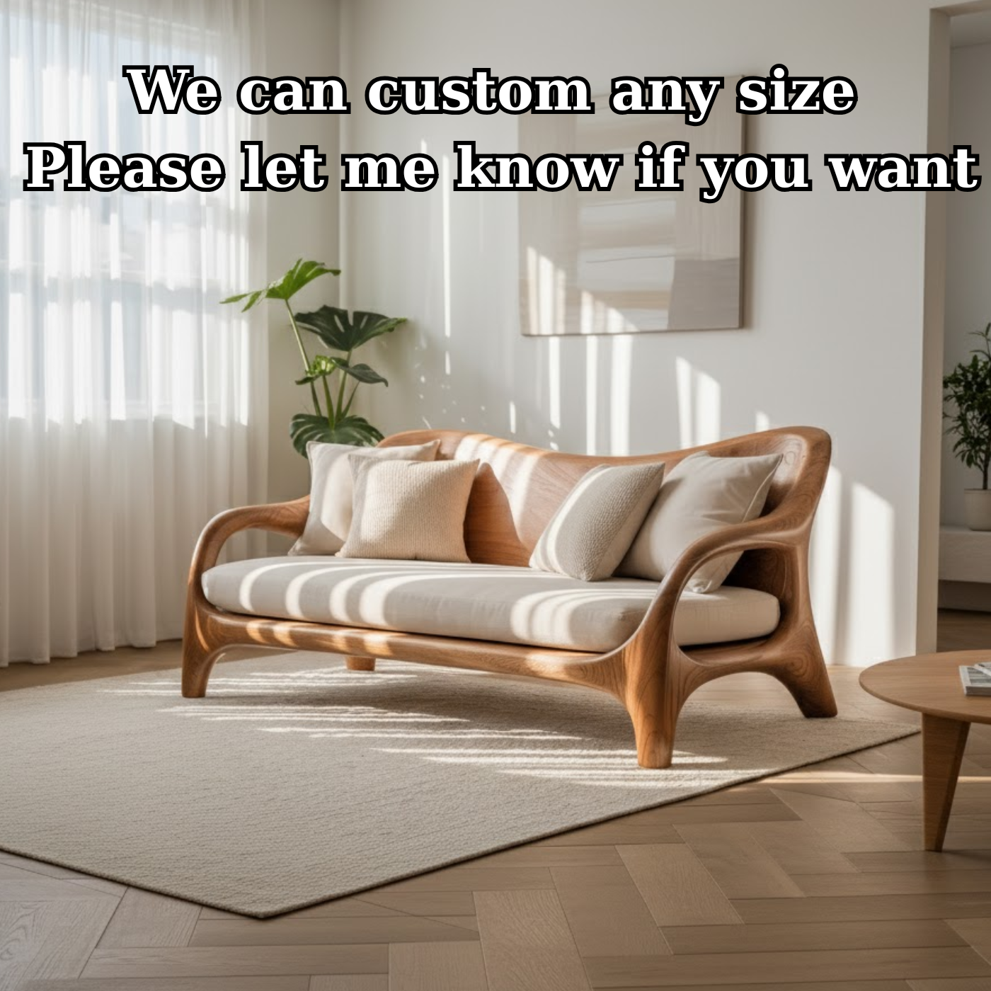 Handcrafted Solid Wood Sofa – Rustic Live Edge Wooden Couch with Modern Minimal Design Lynnsnail