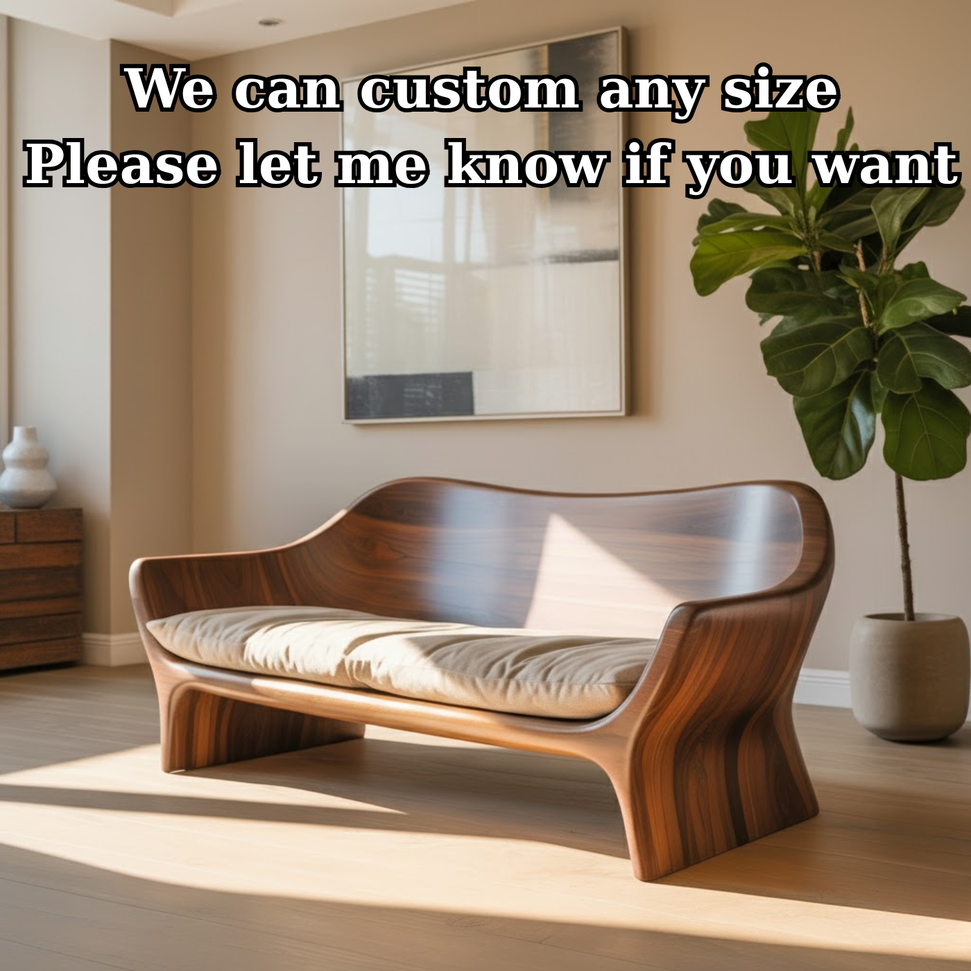 Handcrafted Solid Walnut Sofa – Sculptural Organic Wood Couch with Smooth Curves and Cushion Seat Lynnsnail