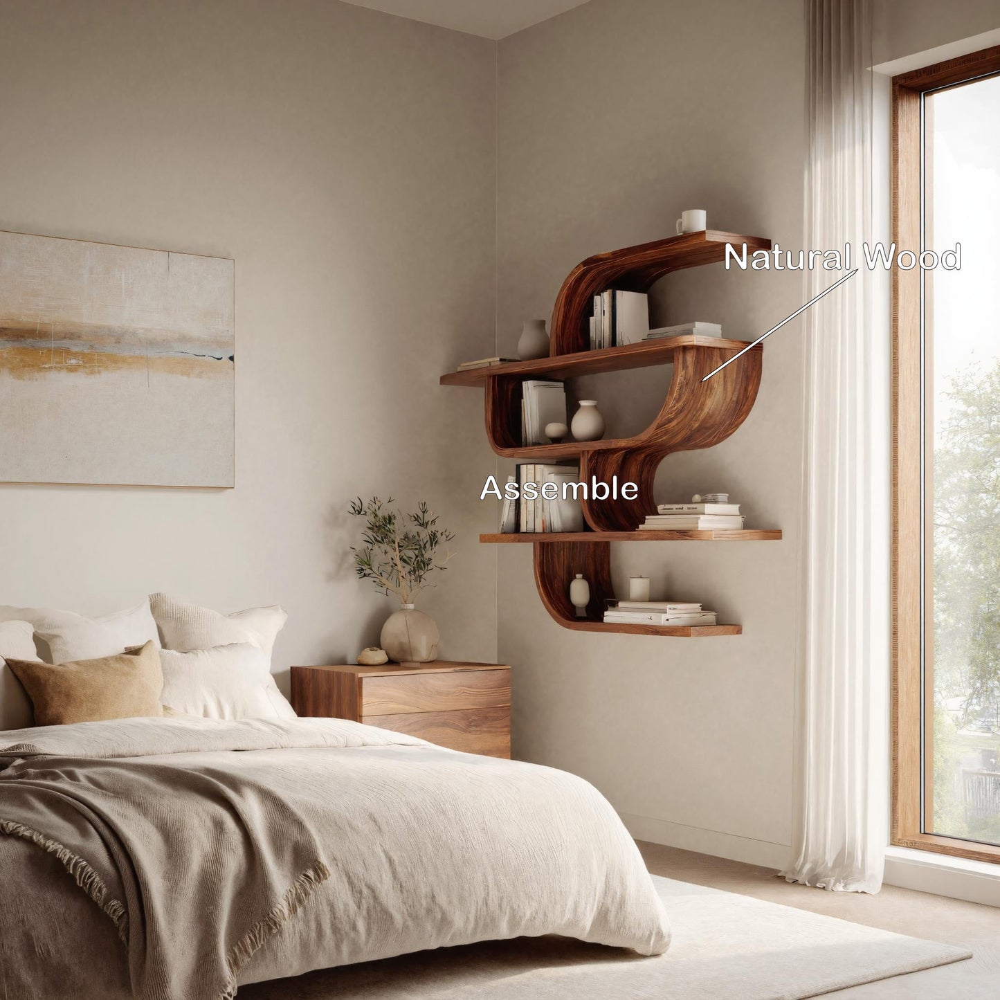 Statement Wall Shelf With Flowing Curves For Modern Home Lynnsnail