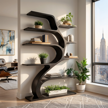 Minimal Natural Wood Bookshelf Branch Design For Interior Space Lynnsnail