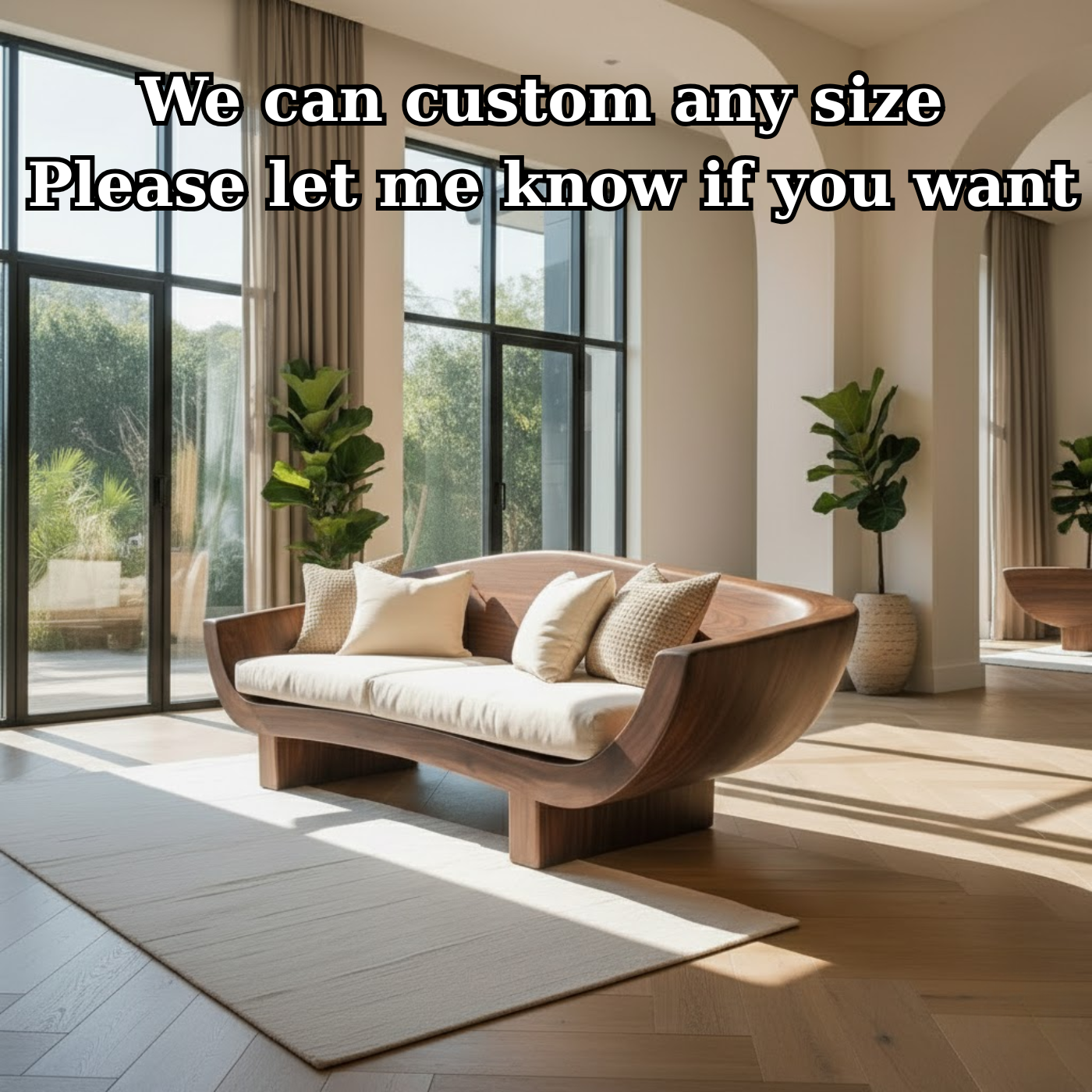 Handcrafted Solid Walnut Sofa – Modern Sculptural Wood Couch with Curved Organic Design Lynnsnail