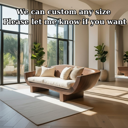 Handcrafted Solid Walnut Sofa – Modern Sculptural Wood Couch with Curved Organic Design Lynnsnail