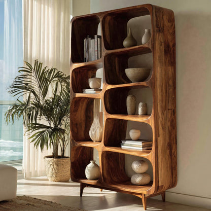 Contemporary Solid Wood Bookshelf For Coastal Interior Lynnsnail