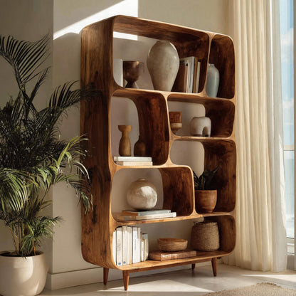 Mid Century Wood Bookshelf For Home Interiors Lynnsnail