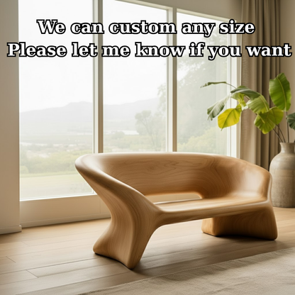 Handcrafted Solid Wood Sofa – Sculptural Organic Bench-Style Couch with Smooth Minimalist Design Lynnsnail