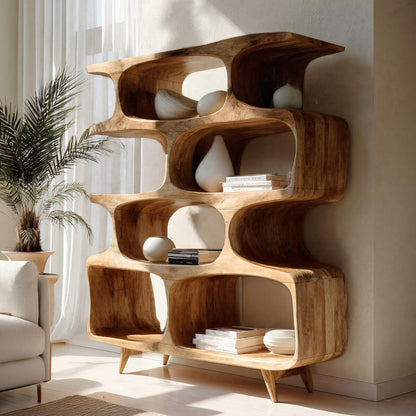 Modern Open Wooden Bookshelf For Beach House Lynnsnail