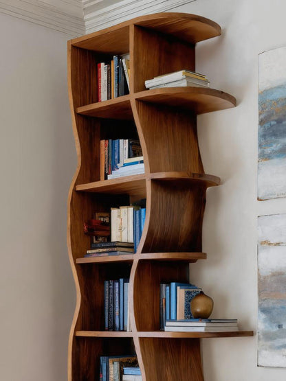 Modern Bookshelf With Wavy Design For Living Room Lynnsnail