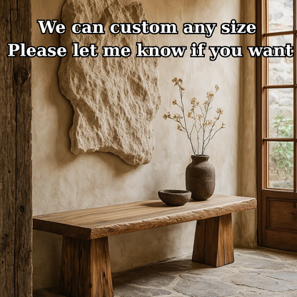Handcrafted Solid Wood Rustic Bench – Natural Live-Edge Slab Entryway Seating Lynnsnail