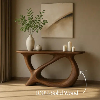 Handcrafted Solid Wood Harmony Console Table – Modern Organic Form Lynnsnail