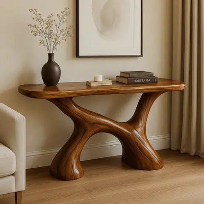 Handcrafted Solid Wood Harmony Console Table – Modern Organic Design Lynnsnail