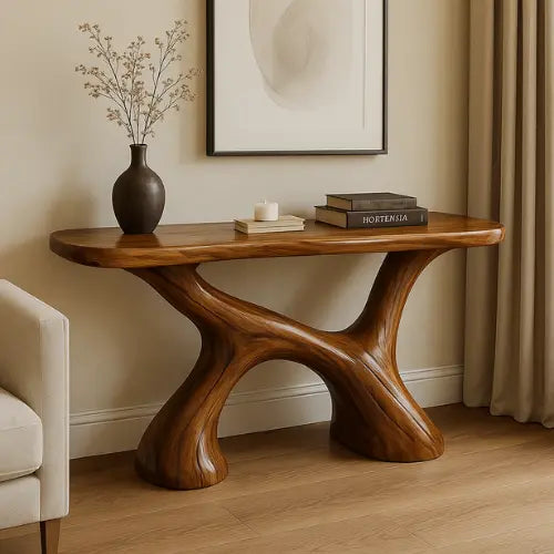 Handcrafted Solid Wood Harmony Console Table – Modern Organic Design Lynnsnail
