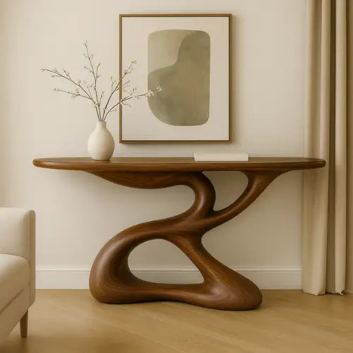 Handcrafted Solid Wood Flow Console Table – Contemporary Organic Design Lynnsnail