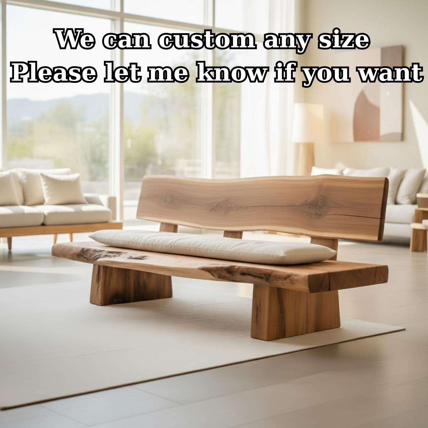 Handcrafted Solid Wood Sofa – Rustic Live Edge Bench-Style Couch with Minimalist Natural Design Lynnsnail