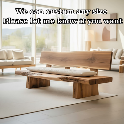 Handcrafted Solid Wood Sofa – Rustic Live Edge Bench-Style Couch with Minimalist Natural Design Lynnsnail