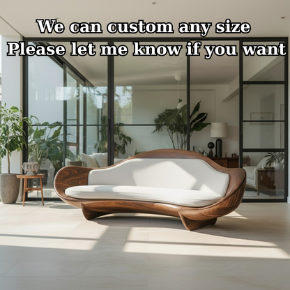 Handcrafted Solid Wood Sofa – Modern Organic Sculptural Couch with Curved Wood Frame Lynnsnail
