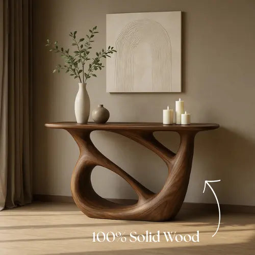 Handcrafted Solid Wood Continuum Console Table – Contemporary Organic Sculpture Lynnsnail