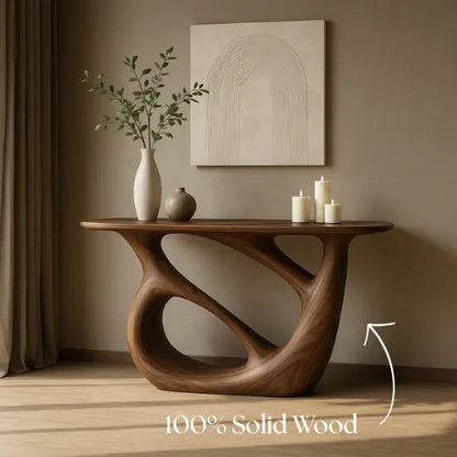 Handcrafted Solid Wood Continuum Console Table – Contemporary Organic Sculpture Lynnsnail